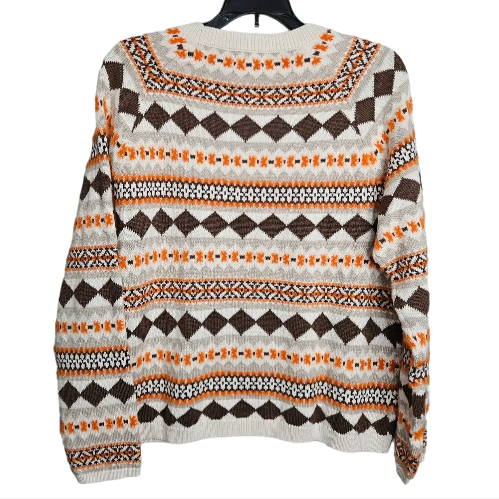 Style & Co Women's Fair Isle Pullover Sweater Brown Orange NWT Size Large Petite - Picture 8 of 11